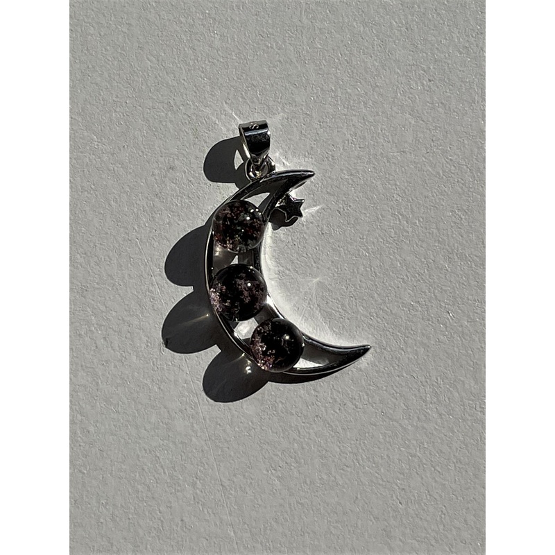 1 x Garden Quartz Crystal Moon Pendant PD013