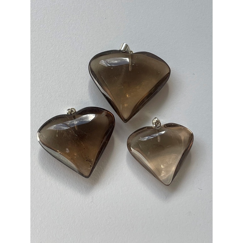 1 x Smokey Quartz crystal Heart Pendant