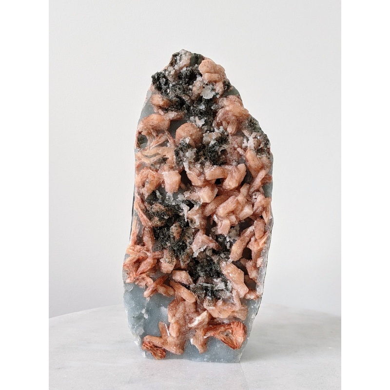 Chalcedony & Stilbite Geode Free Standing AP038