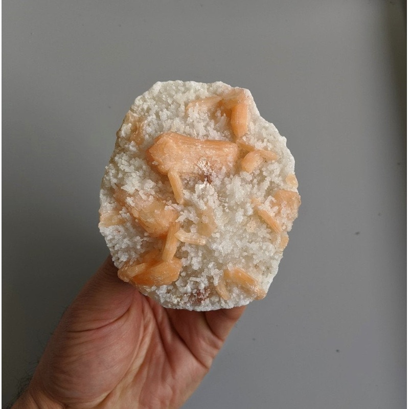 Dark Orange Stilbite with Chalcedony Natural Crystal 100x85mm