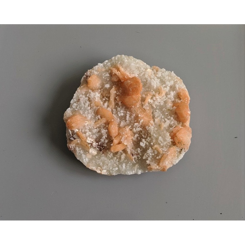 Dark Orange Stilbite with Chalcedony Natural Crystal 130x120mm