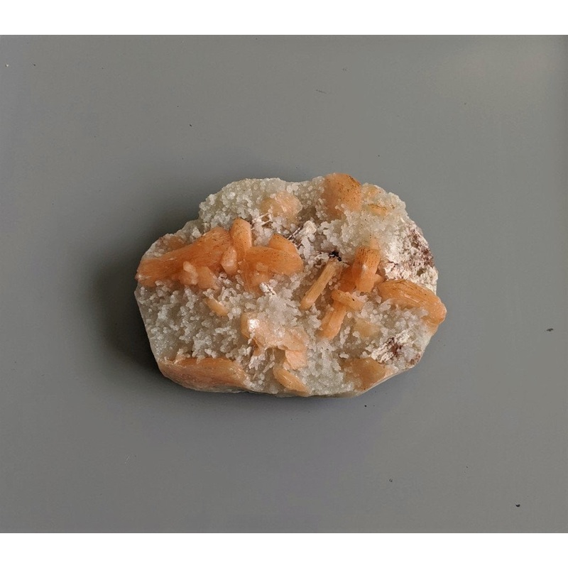 Dark Orange Stilbite with Chalcedony Natural Crystal 130x95mm
