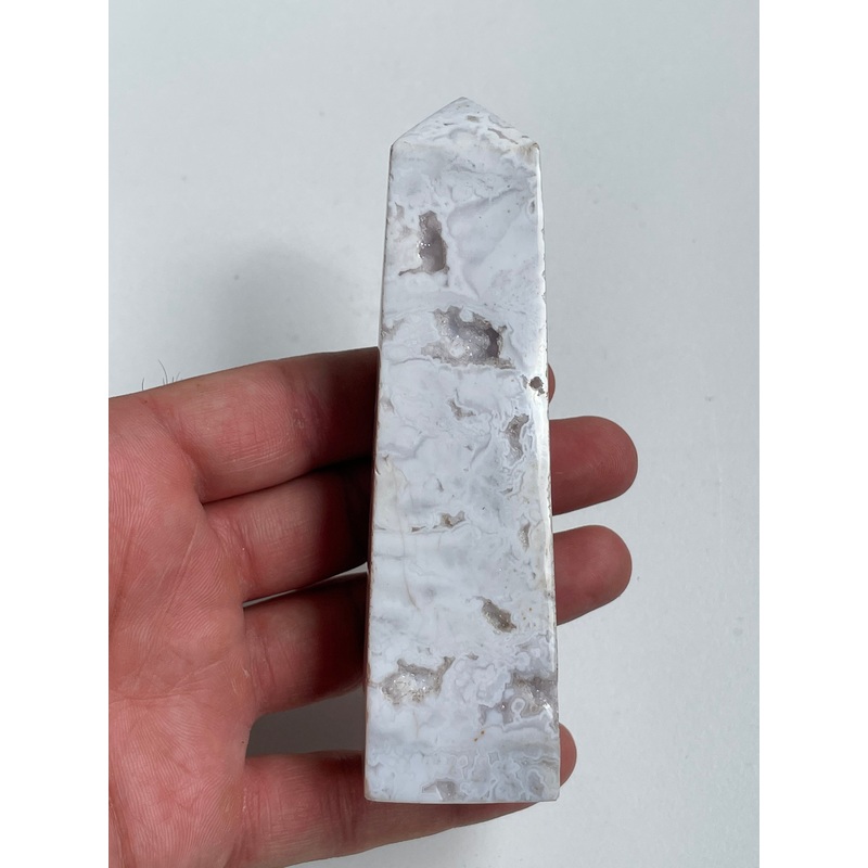 Druzy White Agate Tower T156