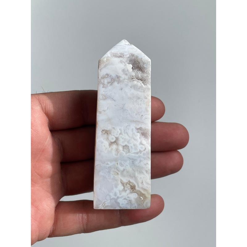 Druzy White Agate Tower T164