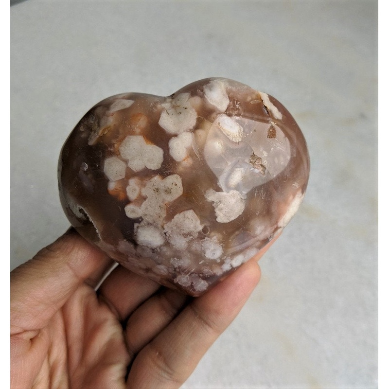 Flower Agate Heart Natural 90x70mm