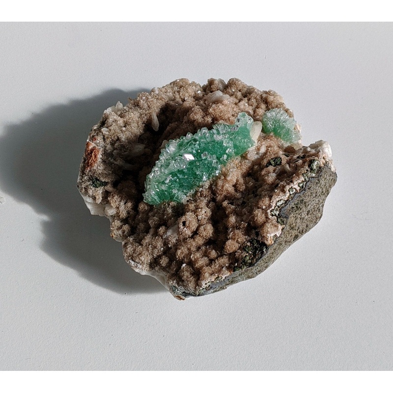 Green Apophyllite pointed Crystal RARE 100x100mm