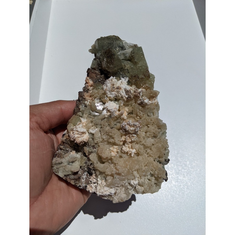 Green Apophyllite with Stilbite Cluster Crystal AP213