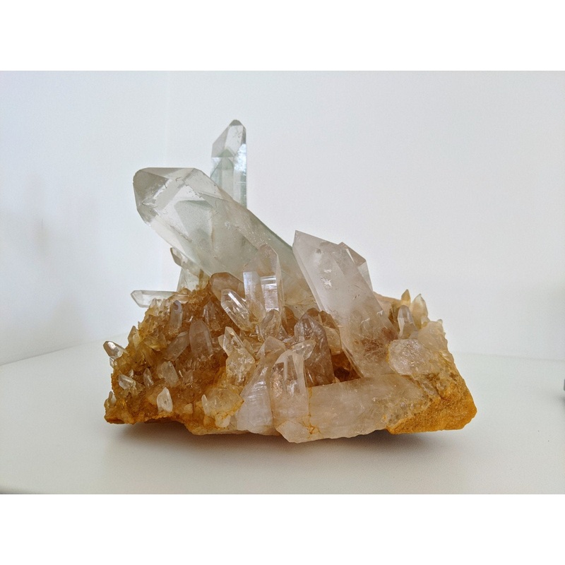 Green Phantom Quartz Cluster Natural Himalayan Crystal 200x200mm – High Grade