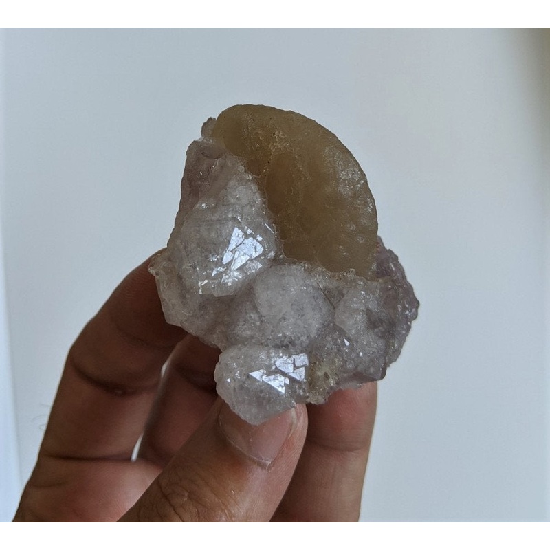 Hemispheroidal/ Botryoidal Fluorite on Quartz Crystal/Mineral, India 60x55mm