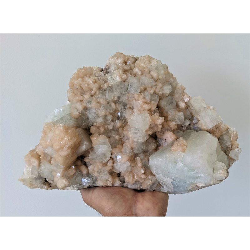 Large Green Apophyllite with Stilbite Crystal AP178