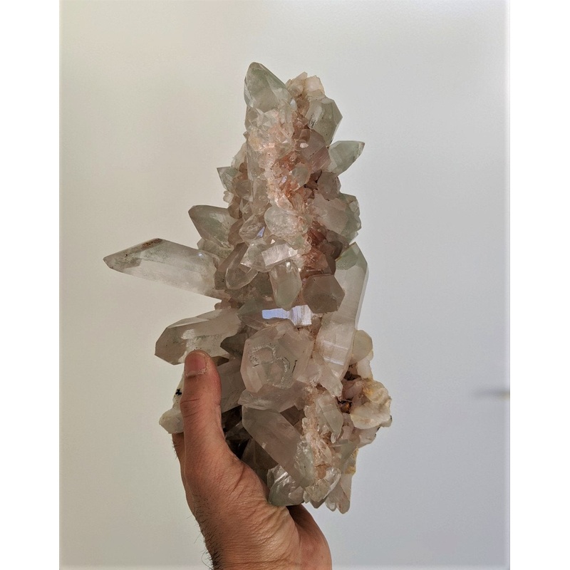 Large Green Phantom Quartz Cluster Natural Himalayan Rare Crystal (270x140mm)