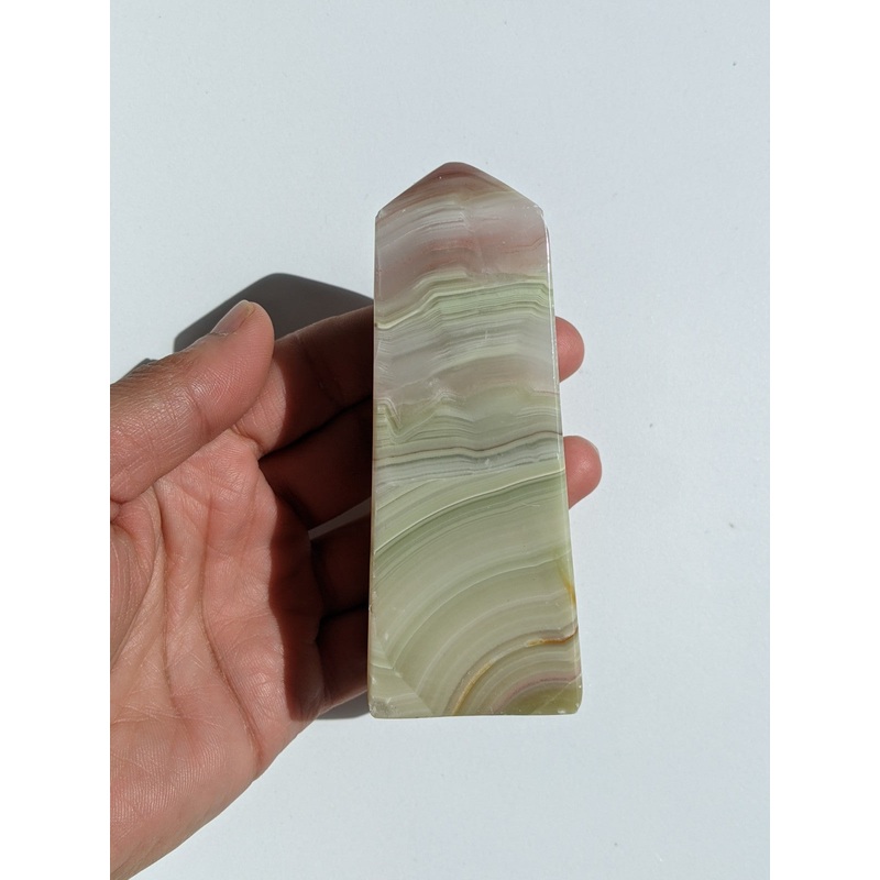 Pink Banded Onyx Tower T015