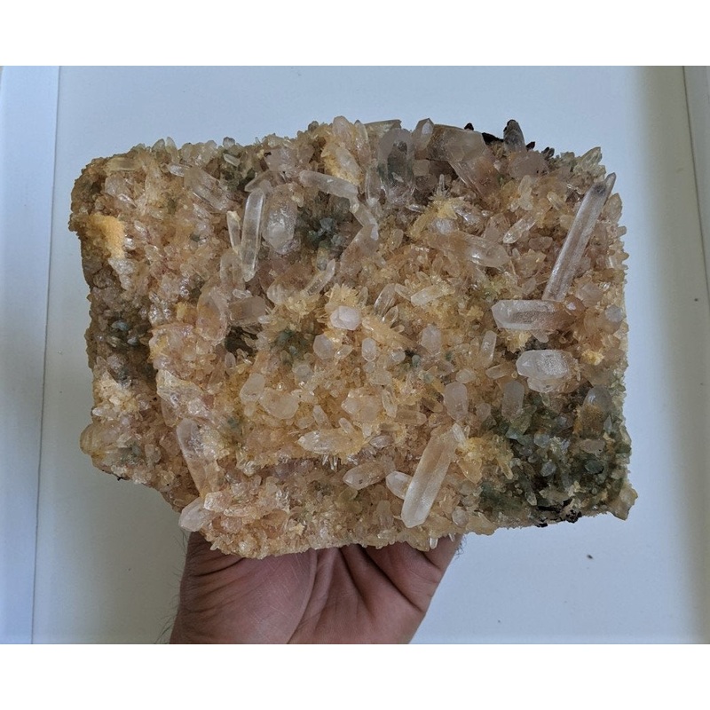 Pink Himalayan Quartz with Chlorite inclusion Cluster Natural Crystal /Mineral 160x130mm