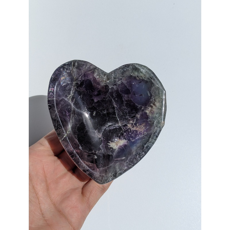 Rainbow Fluorite Crystal Heart Bowl P020