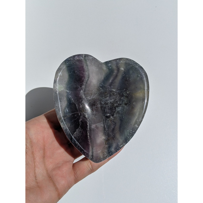 Rainbow Fluorite Crystal Heart Bowl P021