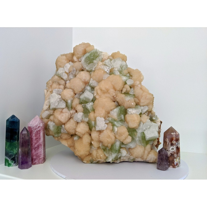 XX Large Green Apophyllite & Stilbite Free Standing Specimen (26kg) 38x38cm