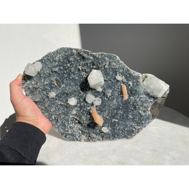 Large Blue Chalcedony & Apophyllite Cluster AP693