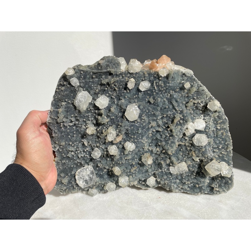 Large Blue Chalcedony & Apophyllite Cluster AP695