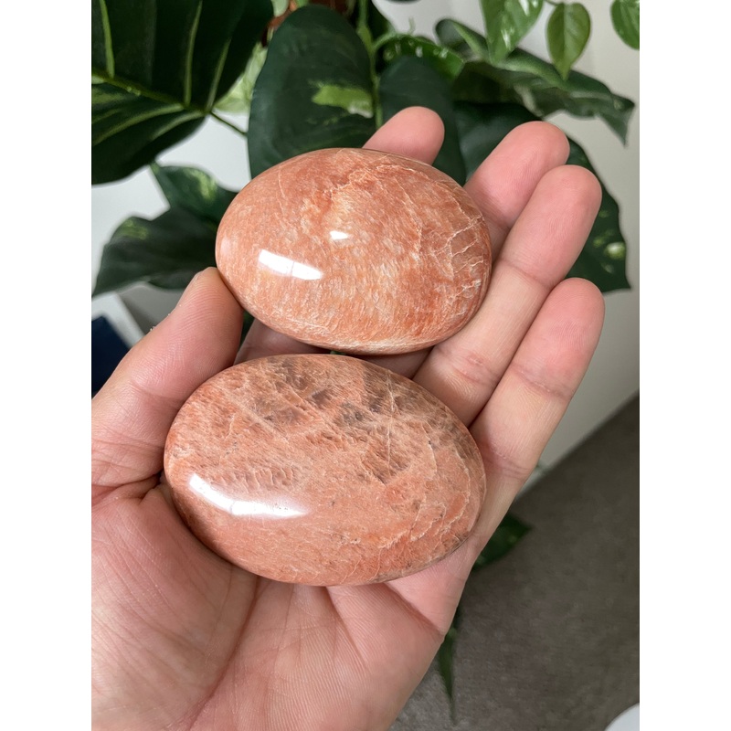 Peach Moonstone Palm Stone Natural (L) x 1
