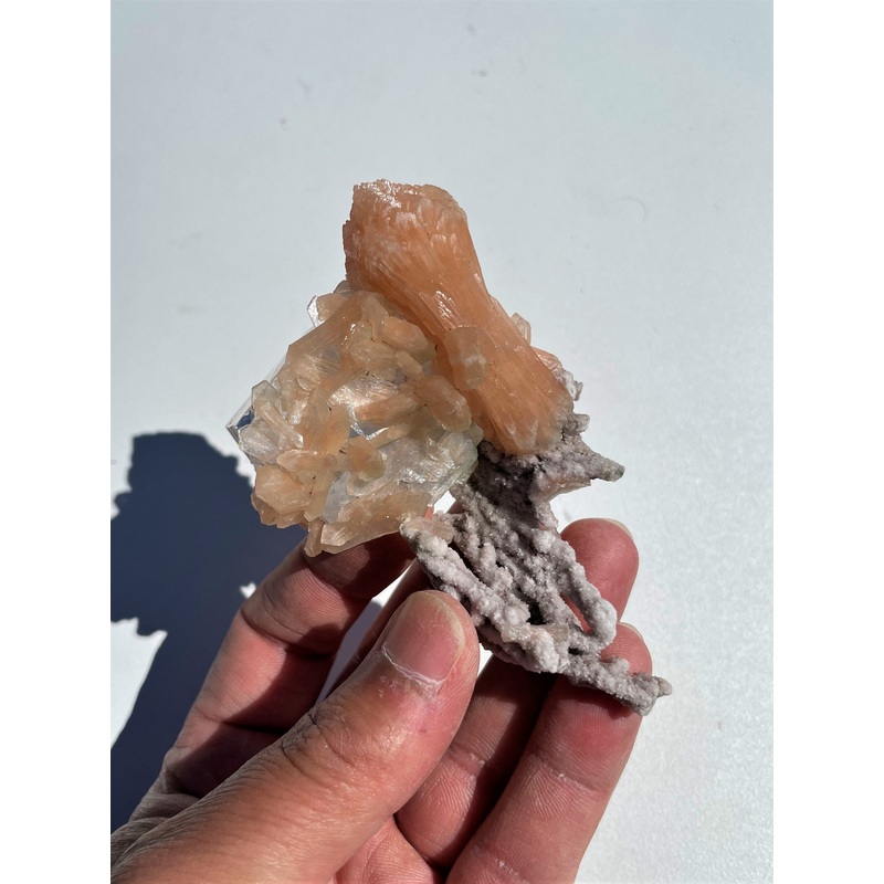 Stilbite with Calcite Crystal Cluster AP752
