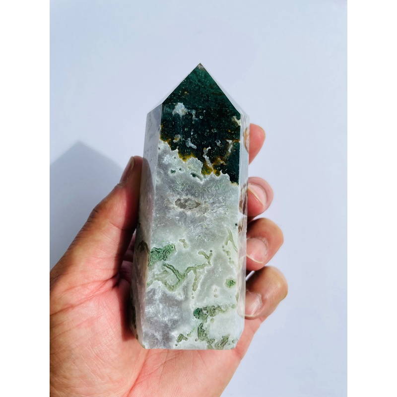 Large Moss Agate Tower High Grade Crystal T767