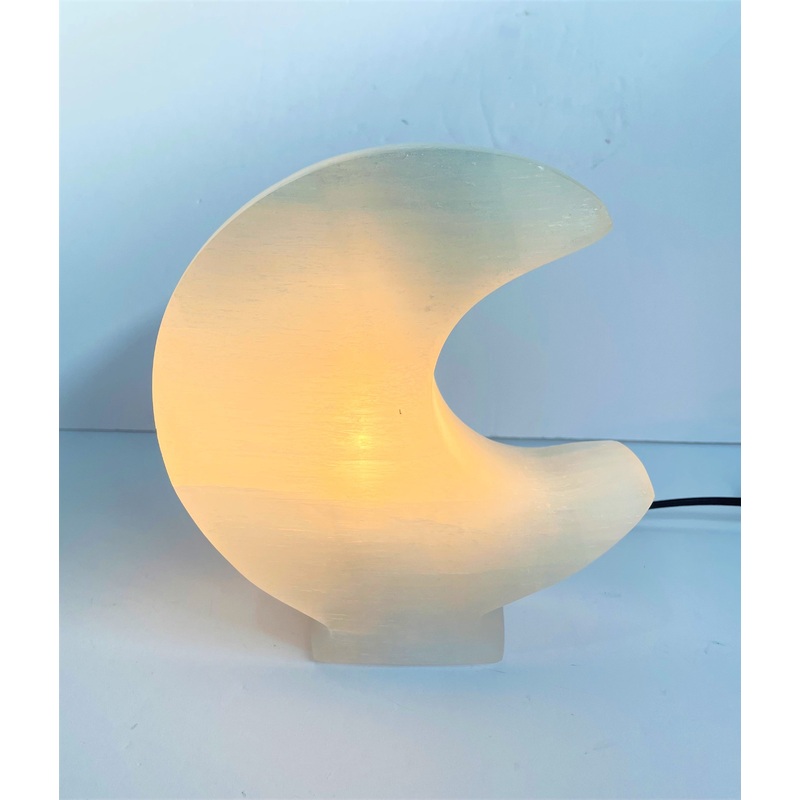 Selenite Crystal Moon Lamp Large  x 1  (SN011)