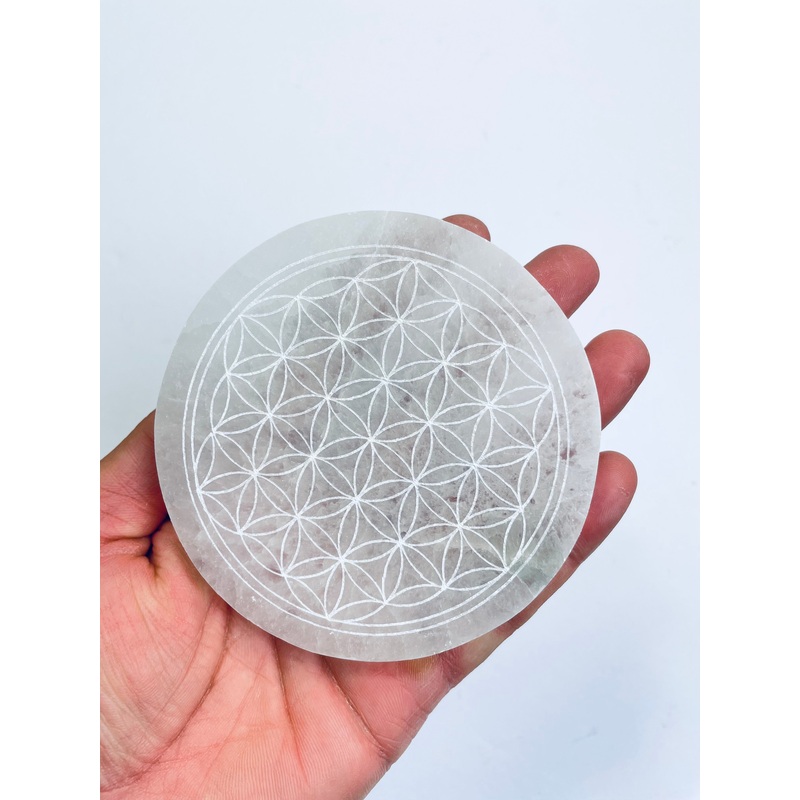 Selenite Crystal Plate Flower of Life SN021 x 1