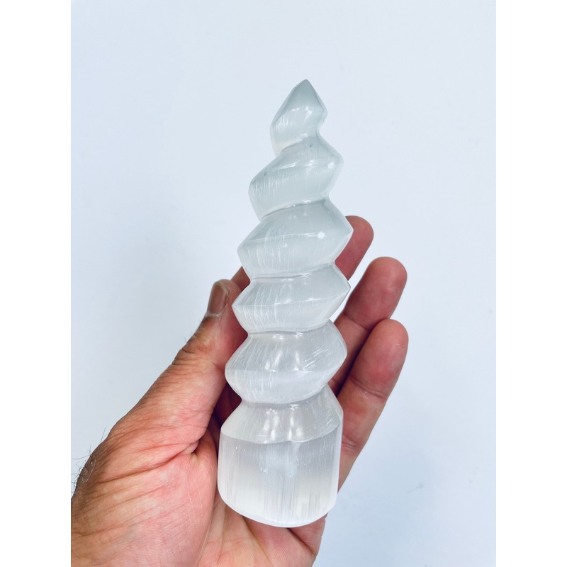 Selenite Crystal Spiral Tower SN015  x 1