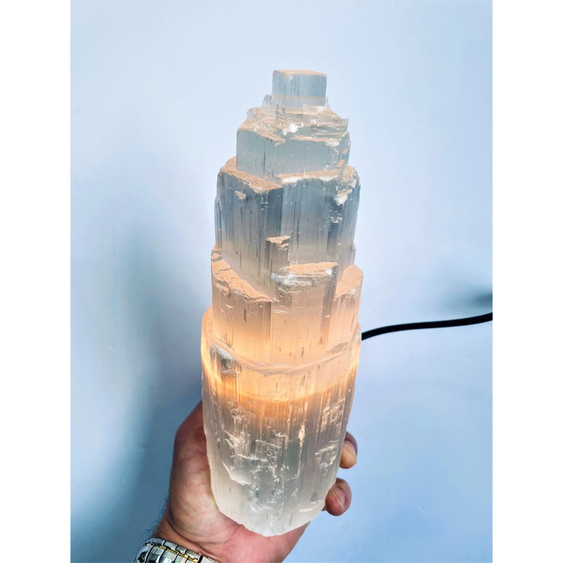Selenite Crystal Tower Lamp 25cm  x 1 (SN027)