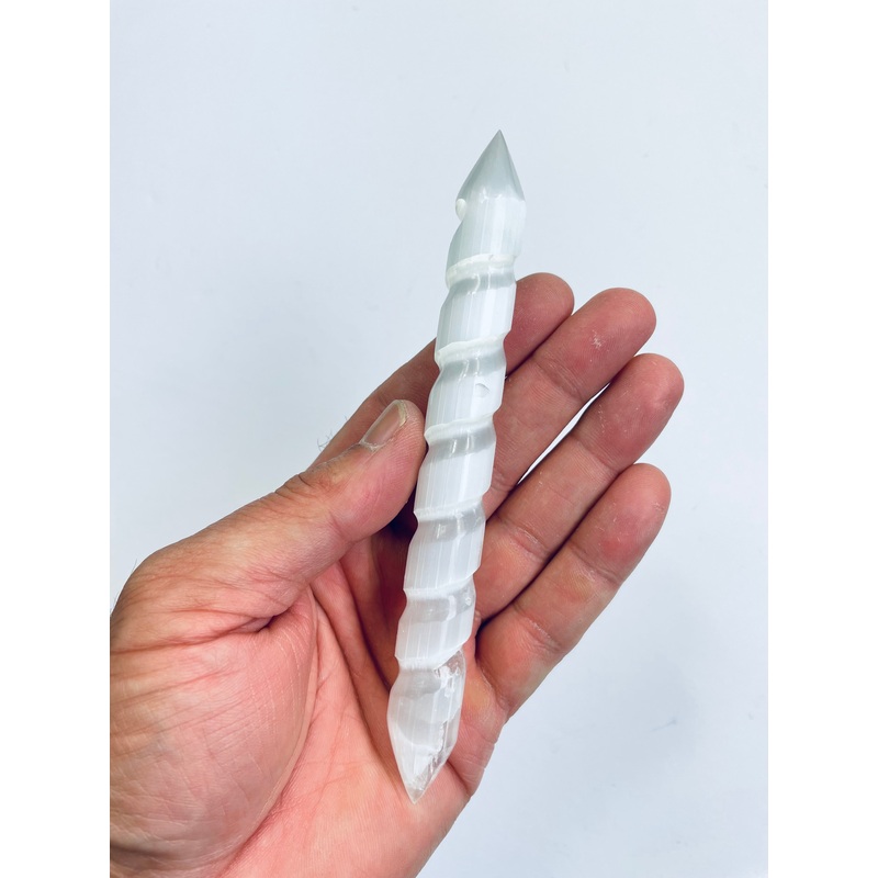 Selenite Spiral Wand Crystal (15cm) SN019 x 1