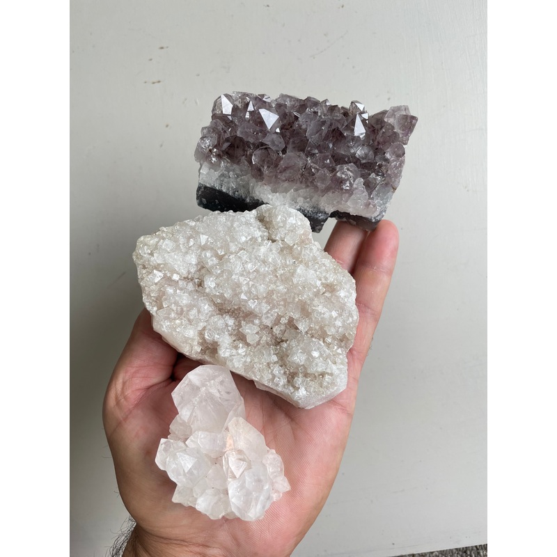 Crystal kit (pack of 3) Amethyst, Pink Apophyllite, Himalayan Quartz K212