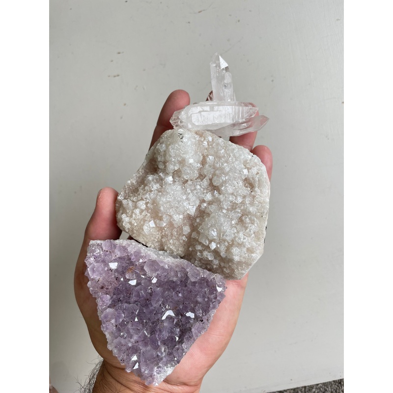 Crystal kit (pack of 3) Amethyst, Pink Apophyllite, Himalayan Quartz K215