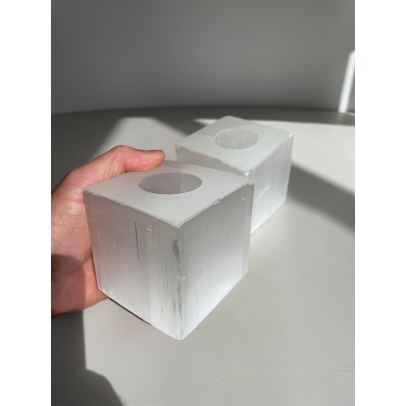 Selenite Cube Candle Holder x 1 SN033