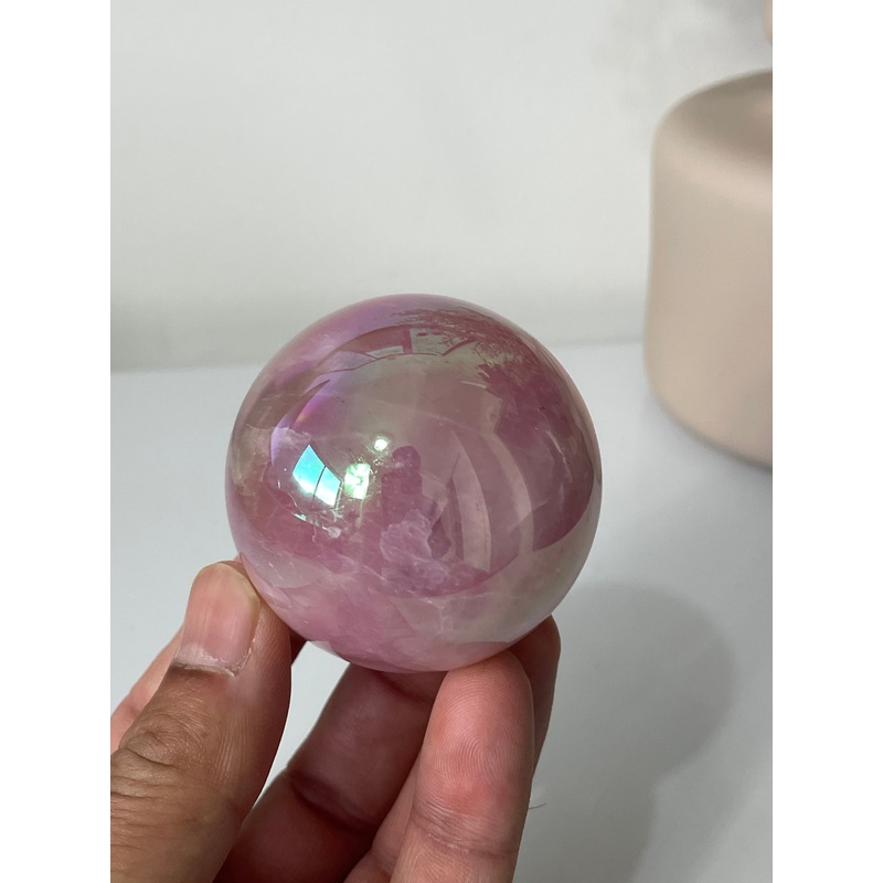 Aura Rose Quartz High Grade Crystal Sphere S203