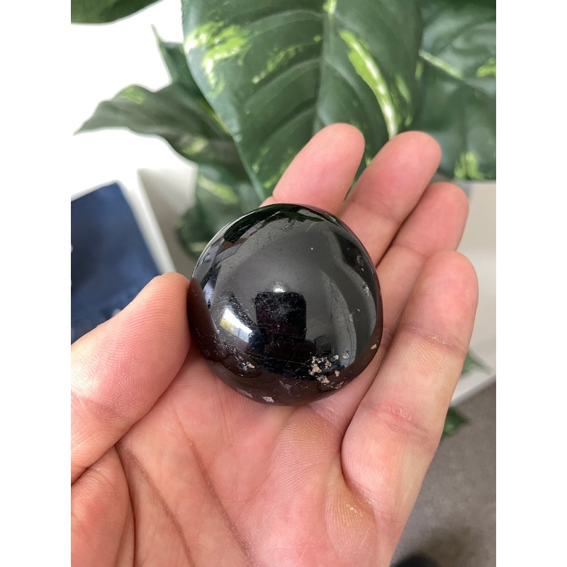 Black Tourmaline Palm Stone Natural x 1 PS025