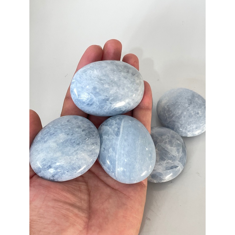 Blue Calcite Palm Stone Natural PS035 x 1