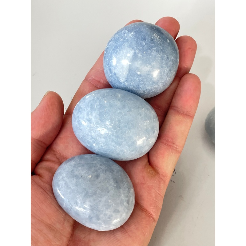 Blue Calcite Palm Stone Natural PS036 x 1