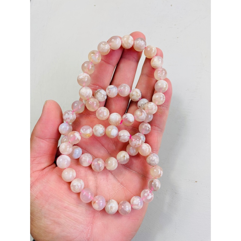 Flower Agate Stretchable Bracelet Natural Crystal BR025