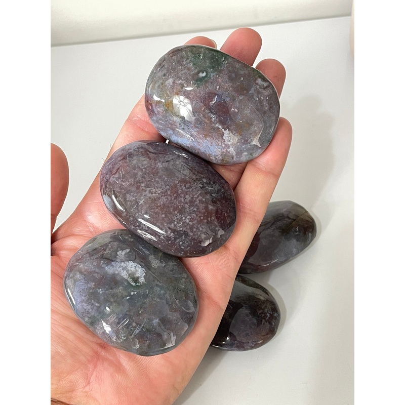 Purple Moss Agate Palm Stone Natural PS041 x 1