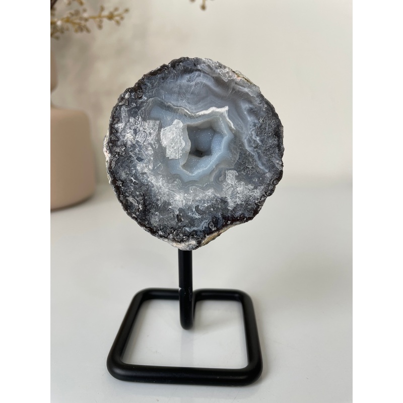 Agate Druzy Geode on Stand High Grade AG230