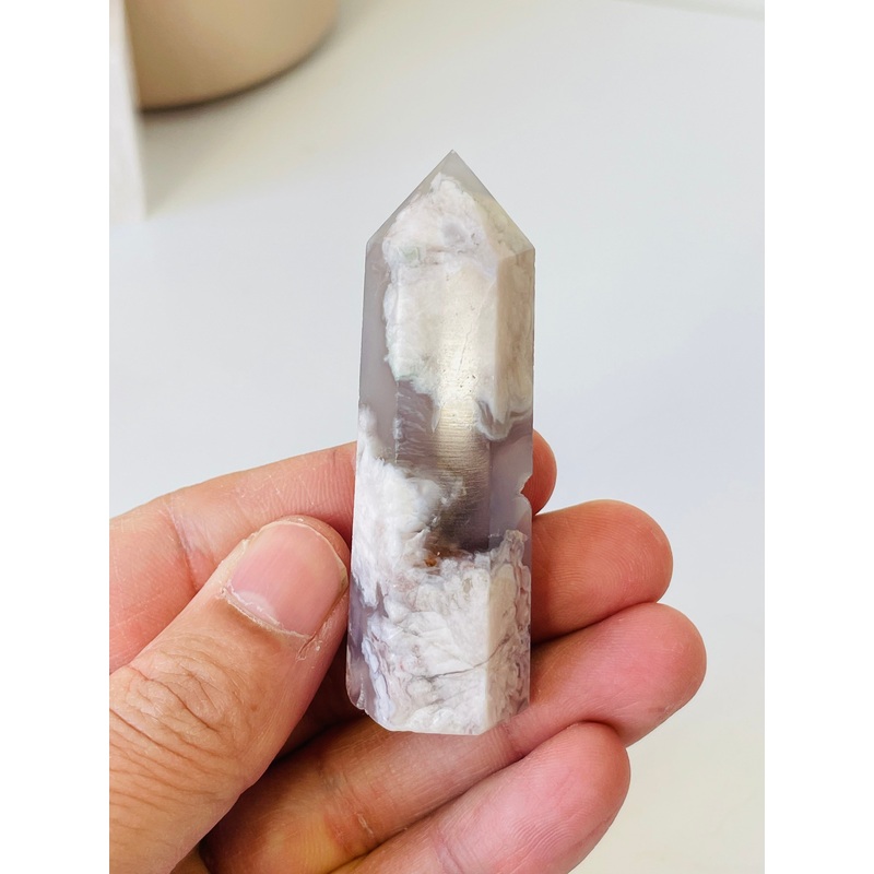 Black Flower Agate Crystal Tower T016a