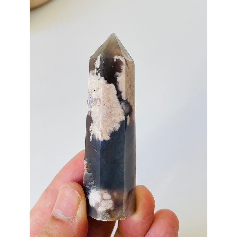 Black Flower Agate Crystal Tower T017a