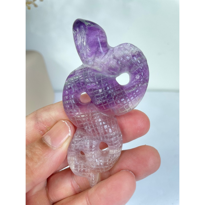 Fluorite Snake Crystal Carving CA01