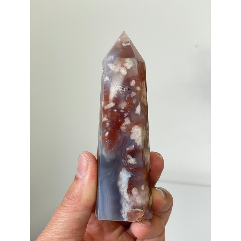 Large Black Flower Agate Crystal Tower High Grade T039a