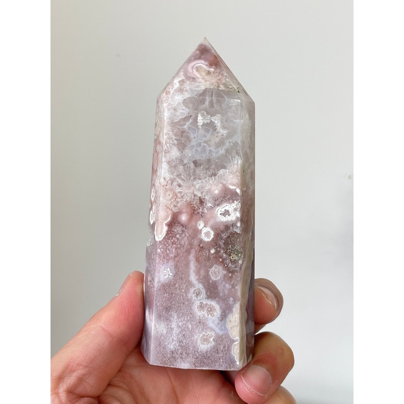 Large Pink Flower Agate Crystal Tower High Grade T035a