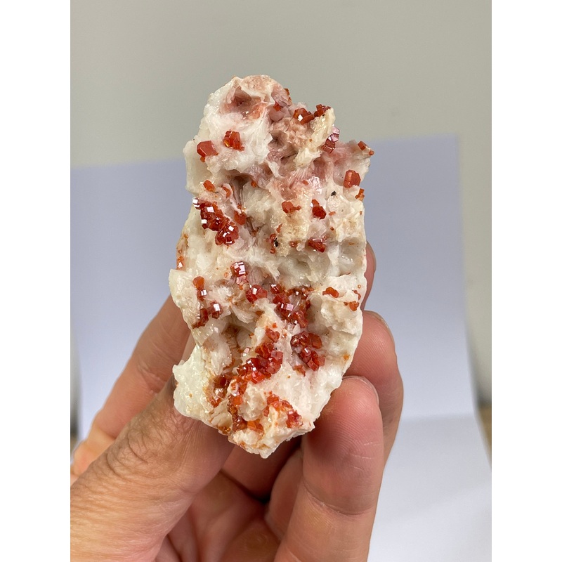 Vanadinite on Barite Crystal Cluster V057