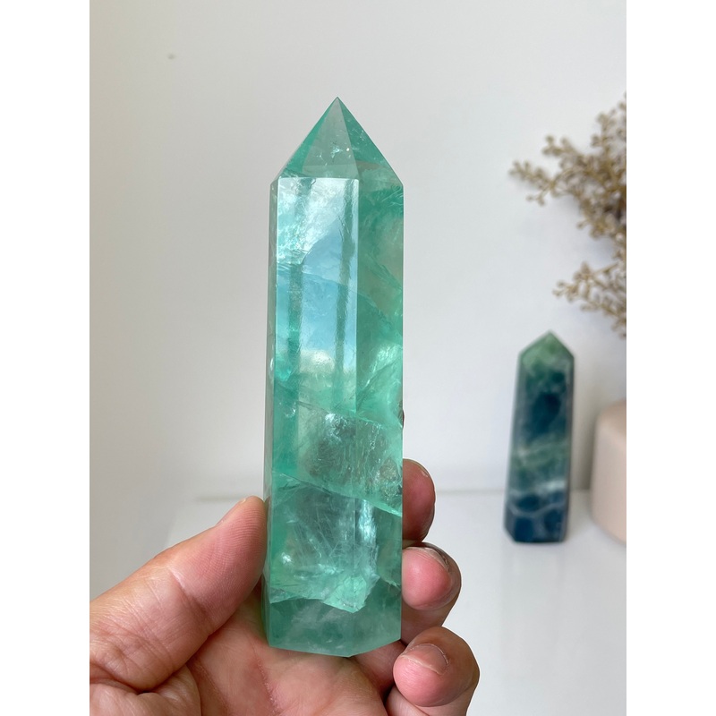 Gemmy Green Fluorite Crystal Tower T250a