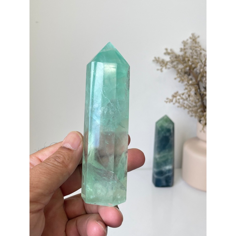 Gemmy Green Fluorite Crystal Tower T252a
