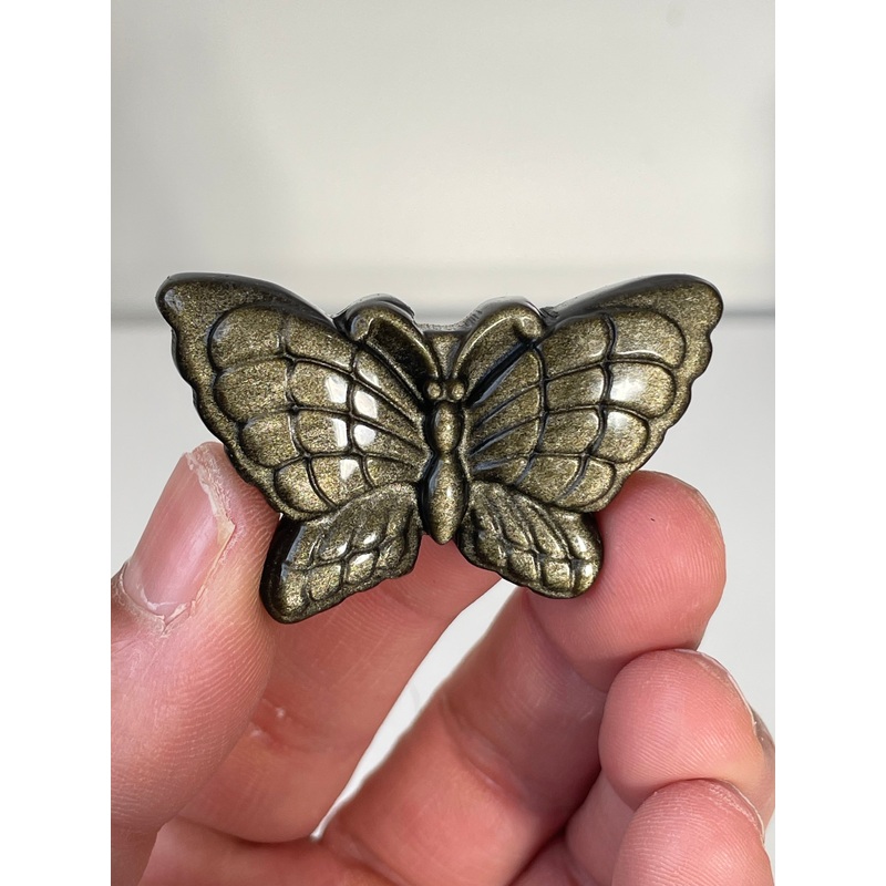 Gold Sheen Obsidian Butterfly Carving LA133