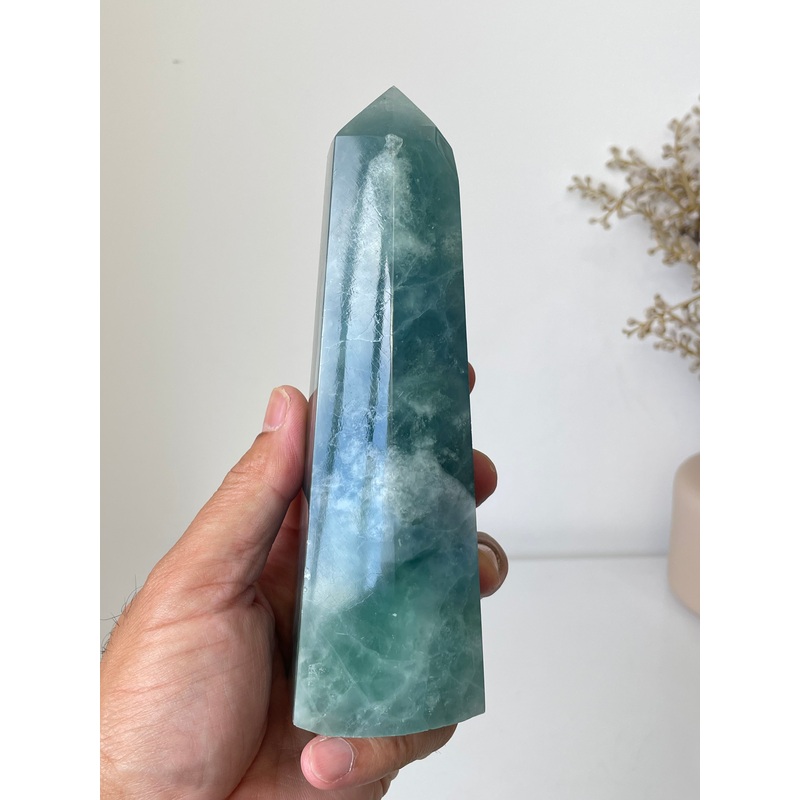 Large Blue Fluorite Crystal Tower T249a